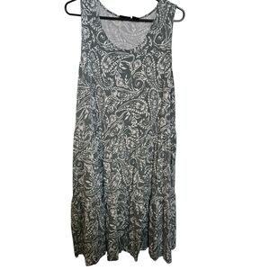 Tahari Green Paisley Midi Dress Sleeveless Plus Size 1X